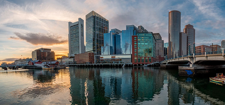 Picture of Boston, Massachusetts across a water channel.