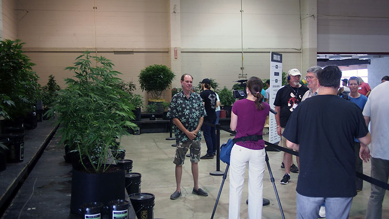 'Ganja Guru' Ed Rosenthal speaks with members of the press about his role in the Oregon Cannabis Growers' Fair judging process.