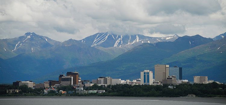 Viewing Anchorage, Alaska from across the water.