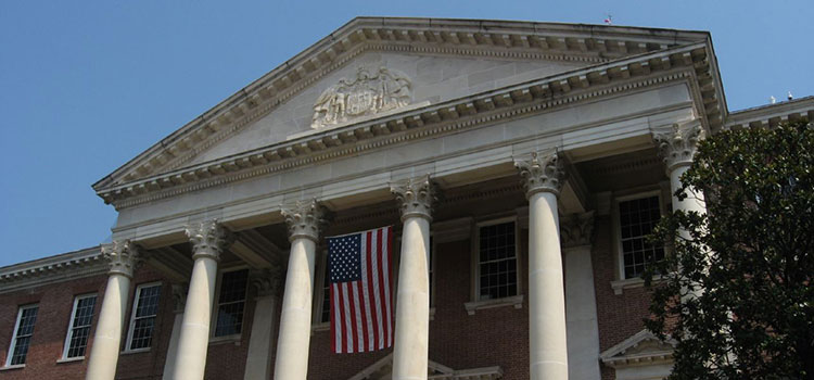 Front steps of the Maryland capitol building in Annapolis.