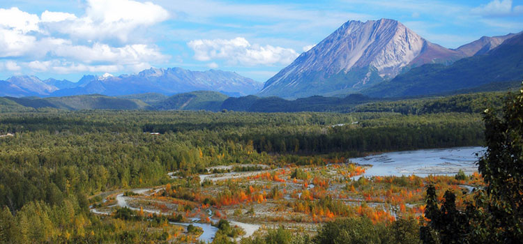 Picture looking across a valley at Pinnacle Mountain near Palmer, Alaska.