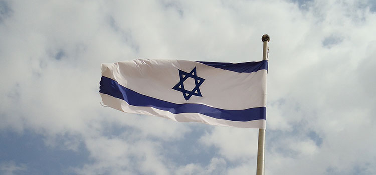 The flag of Israel.