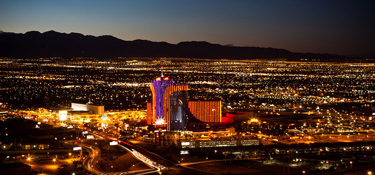 Night sky over The Rio in Las Vegas, Nevada.