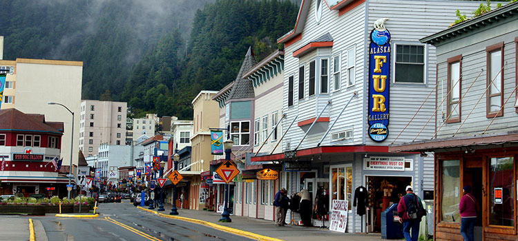 A city street in Juneau, Alaska.