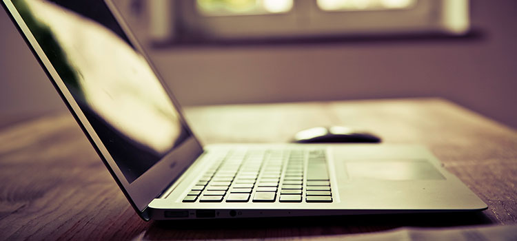 Laptop on a desk.