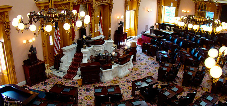 Inside the Ohio State House's Senate chambers.