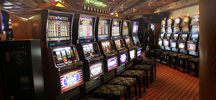 Slot machines inside of a 21+ casino.