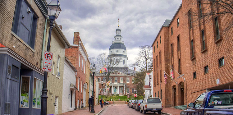 The state capitol building in Annapolis, Maryland.