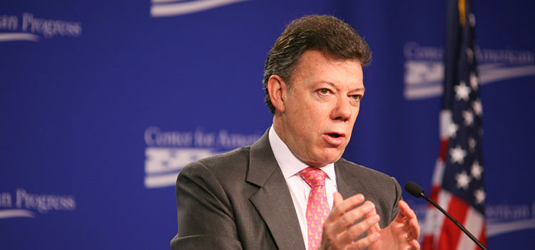 Juan Manuel Santos, president of Colombia, during a 2008 conference.