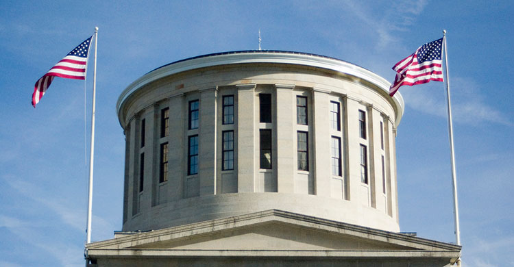 The dome on top of the Ohio state capitol building.