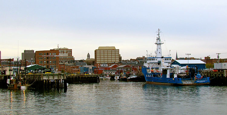 View of the harbor in Portland, Maine.