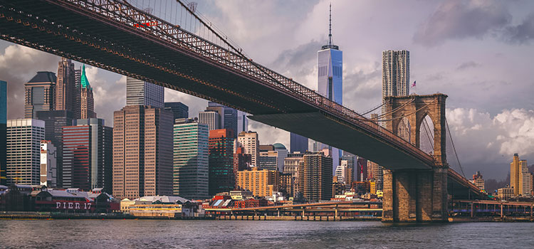 The Brooklyn Bridge in New York City.