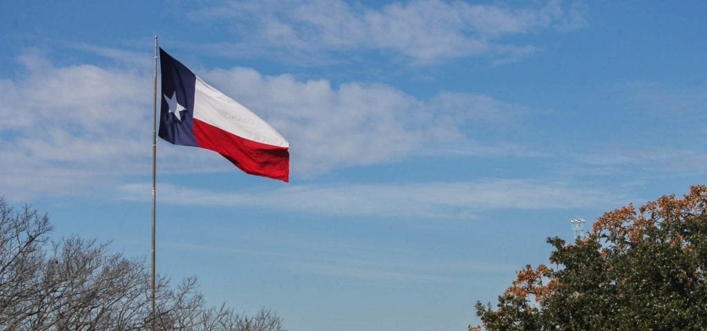 State flag of Texas in Austin, Texas.