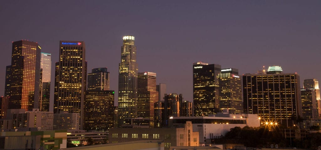 Skyscrapers in downtown Los Angeles, California.