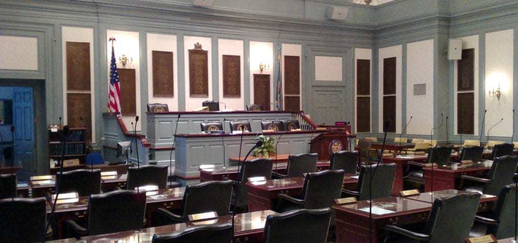 Inside of Delaware's Legislative Hall in Dover, Delaware.