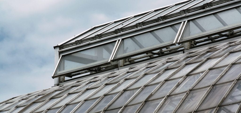 A large, commercial greenhouse.