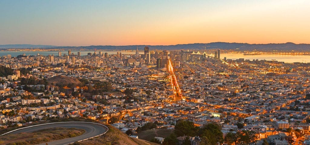A sunrise view of San Francisco.