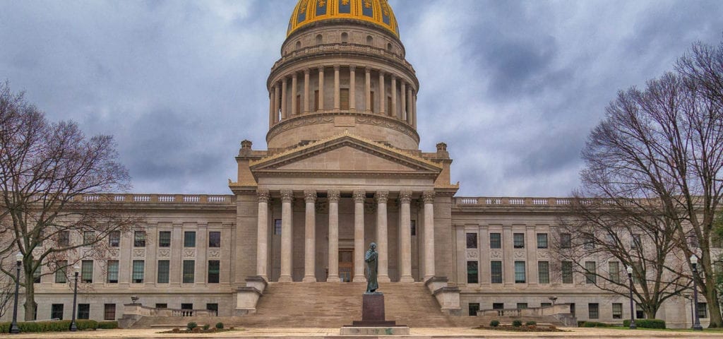 The West Virginia State Capitol in on U.S. Route 60 in Charleston, West Virginia..