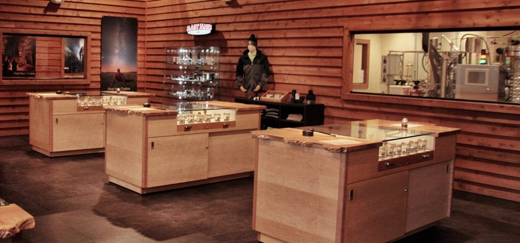 Inside of the Chalice Farms cannabis dispensary, located in Portland, Oregon.