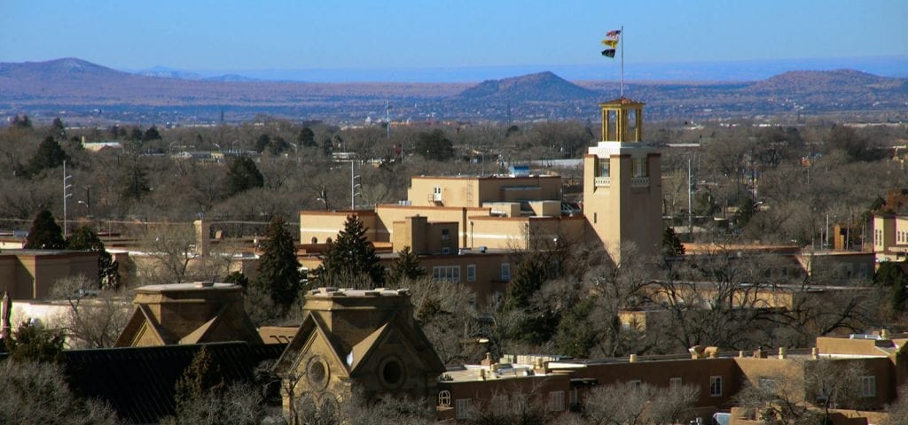 Looking out over the suburbs of Santa Fe, New Mexico.