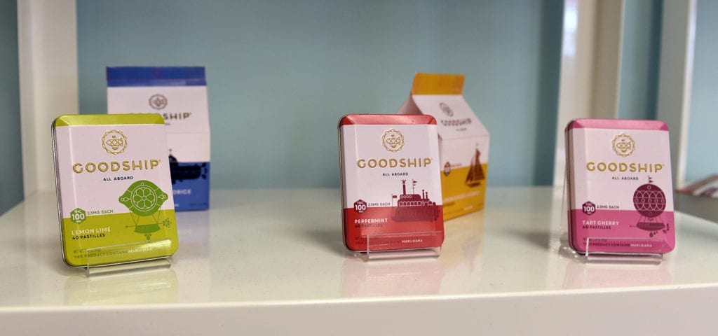 Top products on display from the Washington-based edibles producer The Goodship Company.