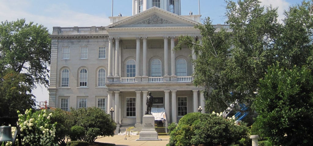 Front lawn of the capitol building of New Hampshire.