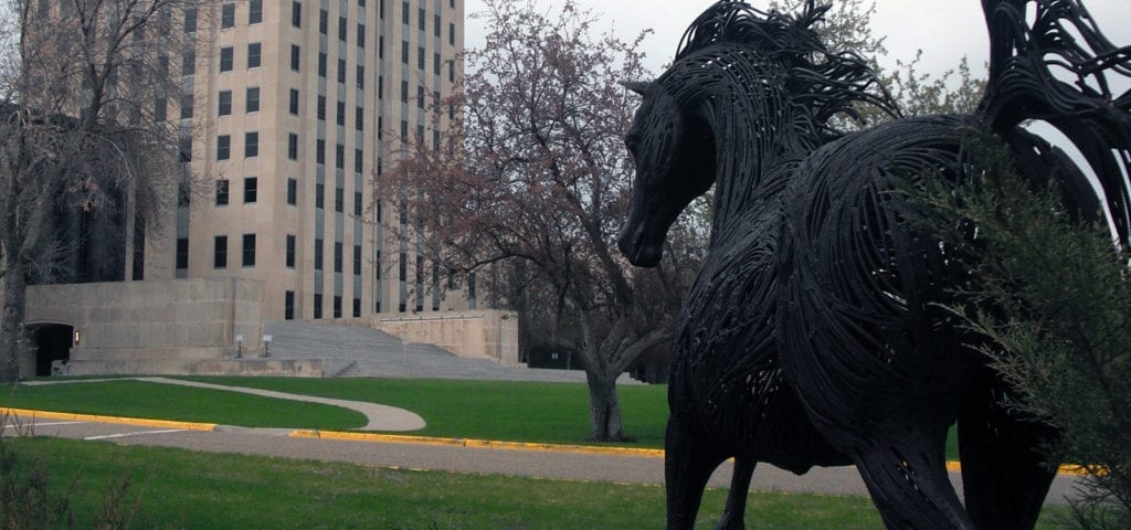 The North Dakota Capitol building.