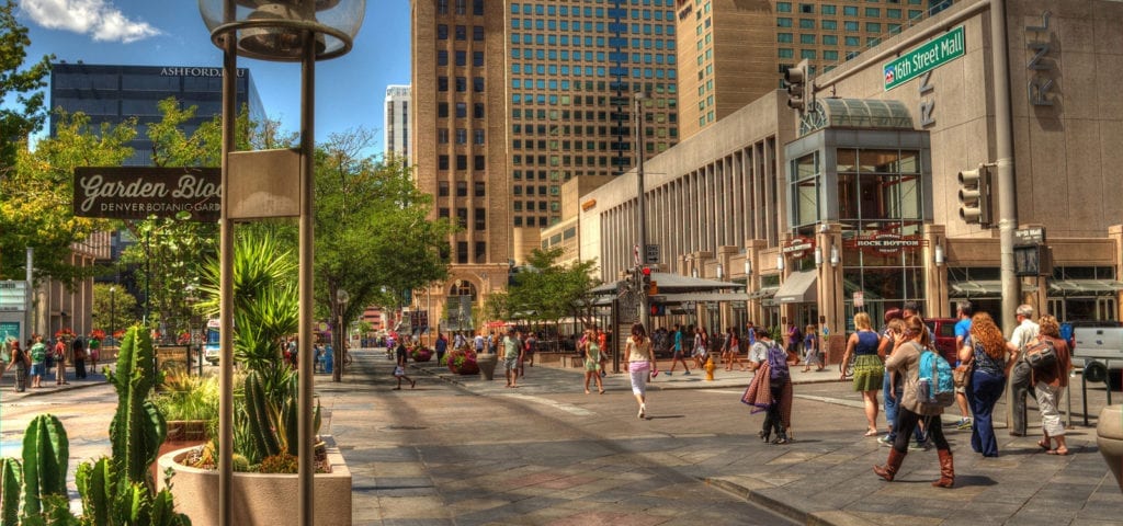 The 16th St. Mall in downtown Denver, Colorado.