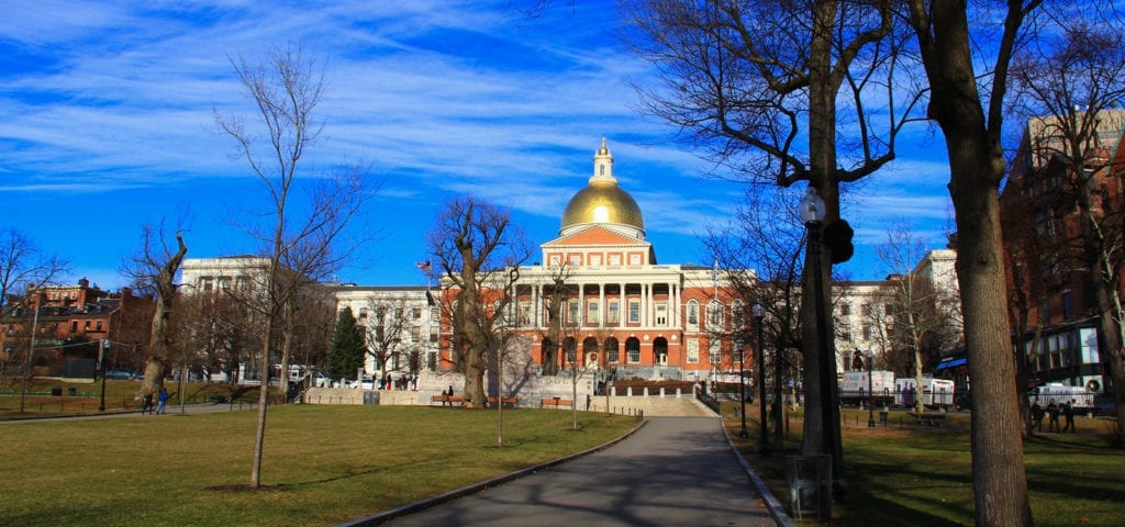 The Massachusetts Statehouse in Boston, Massachusetts — the state's largest and capital city.