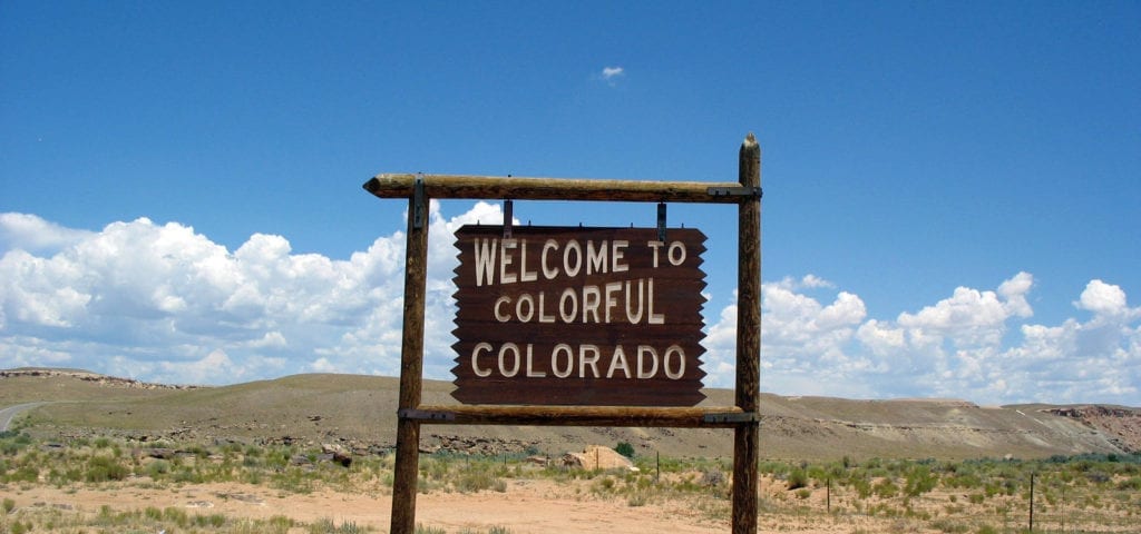 The Welcome to Colorado sign in Montezuma, Colorado.