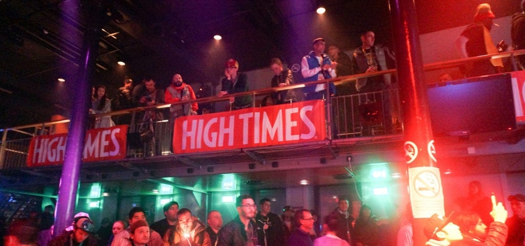 Event attendees smoke and enjoy a concert at a High Times Cannabis Cup.