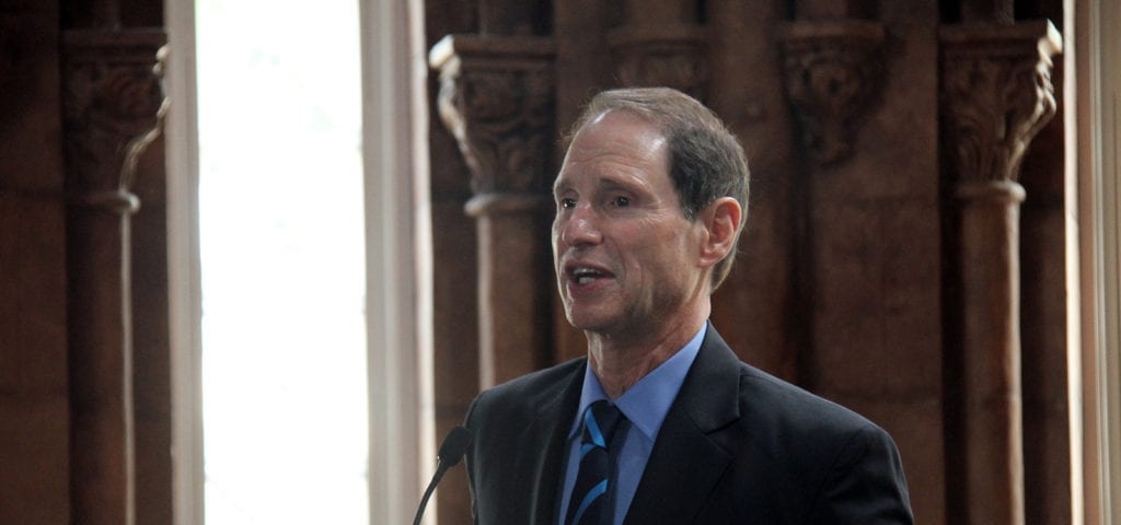 Senator Ron Wyden speaks at the Smithsonian Folklife Festival at Oregon State University.