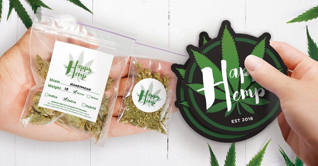 Cannabis branding material created by StickerYou.