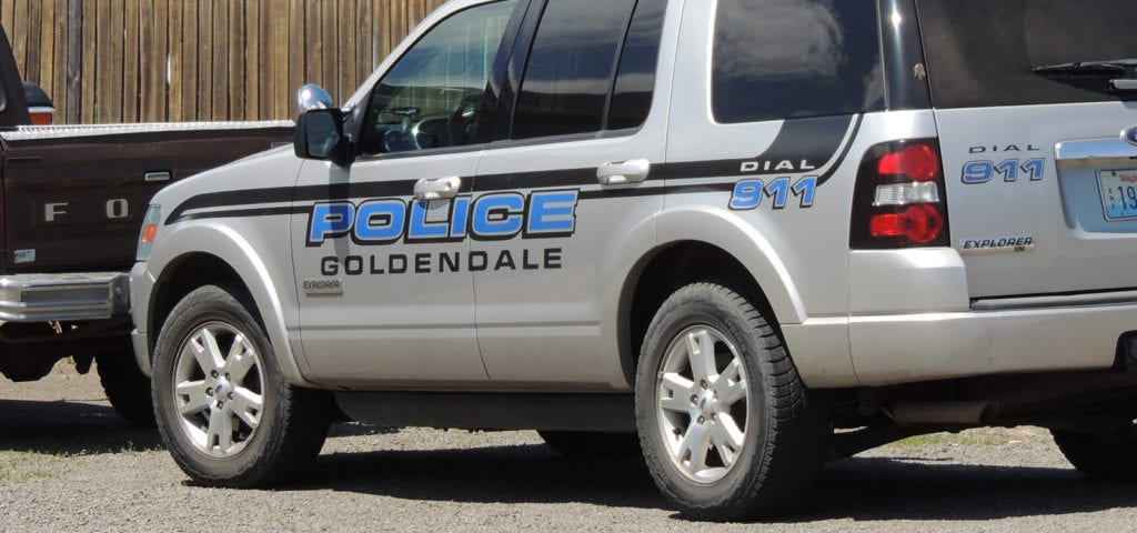 A Goldendale, Washington Police Department SUV parked on the side of the road.