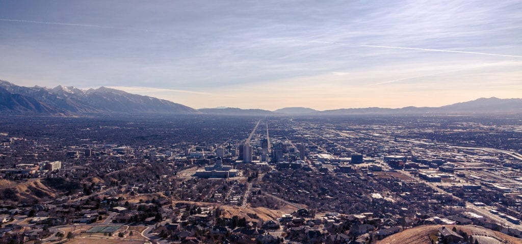 Panorama photo of the Salt Lake City skyline.
