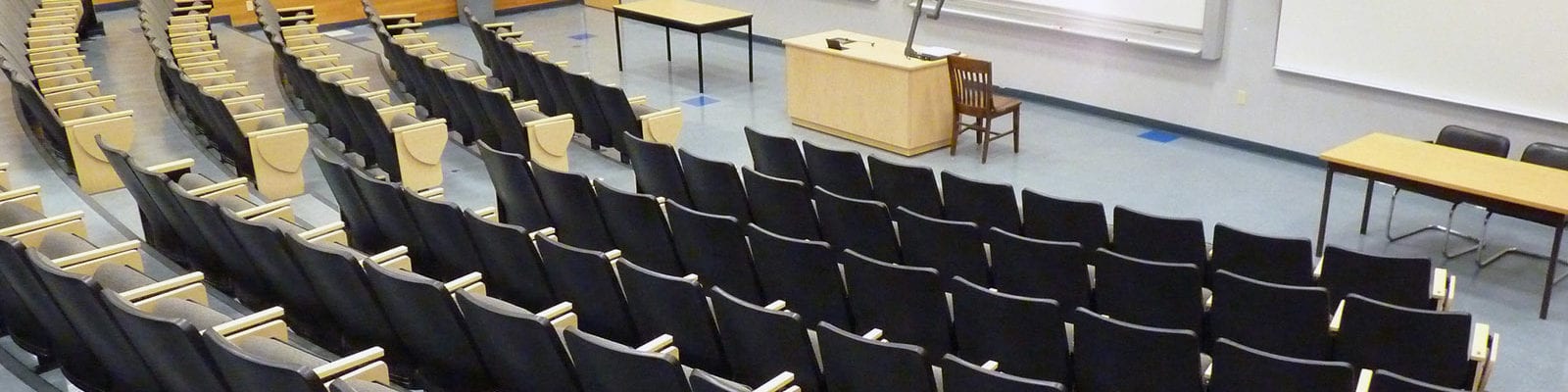 An empty university lecture room.