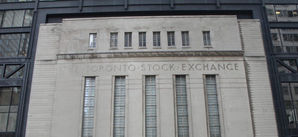 The Toronto Stock Exchange in Toronto, Ontario, Canada.