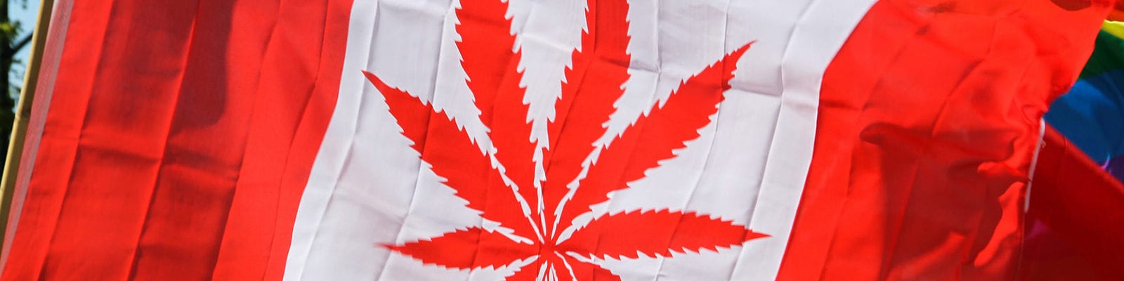 Canada's flag with a cannabis leaf shape instead of the usual maple leaf.