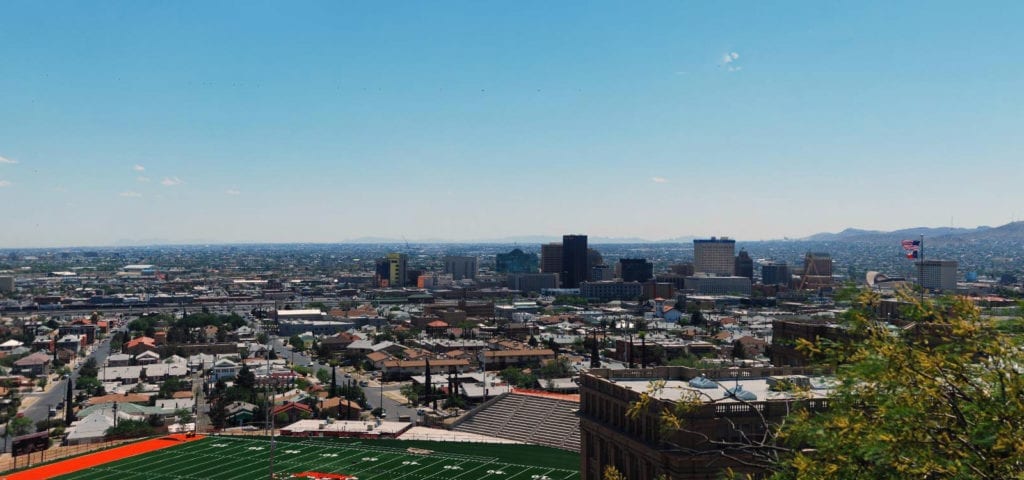 Sunny skyline photograph of El Paso, Texas.