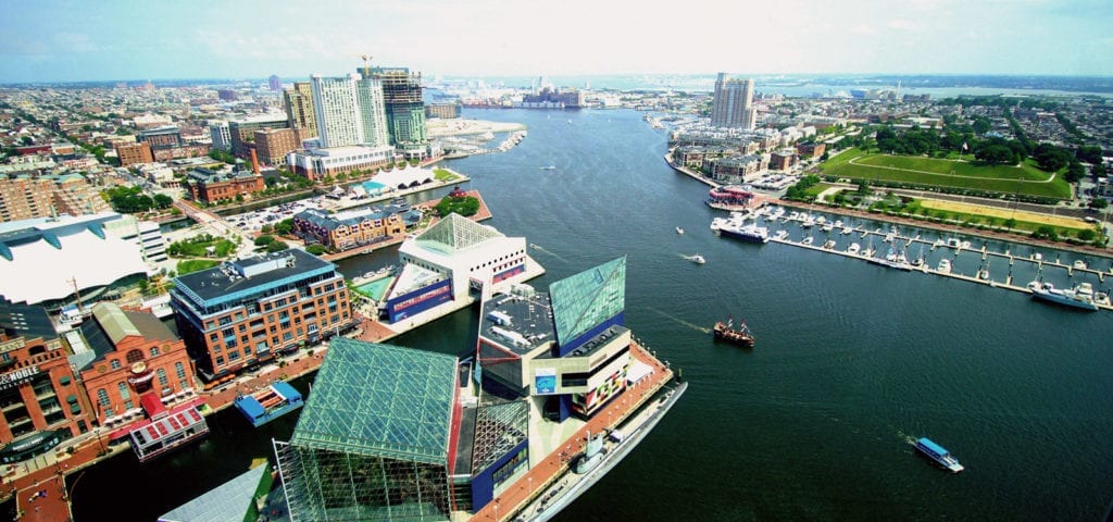 The inner harbor of Baltimore, Maryland.