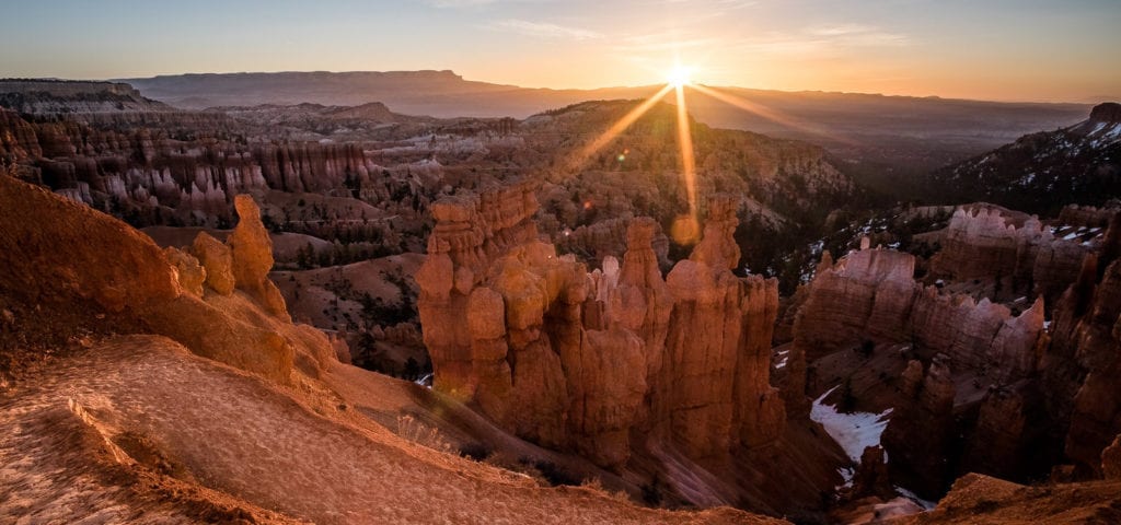 Photograph of Bryce Canyon, Utah at sunrise.