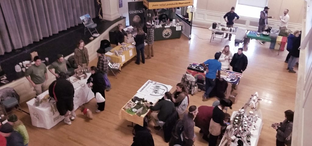 Patrons and CBD enthusiasts browse through the stalls at last weekend's hemp and CBD farmers market in Burlington, Vermont