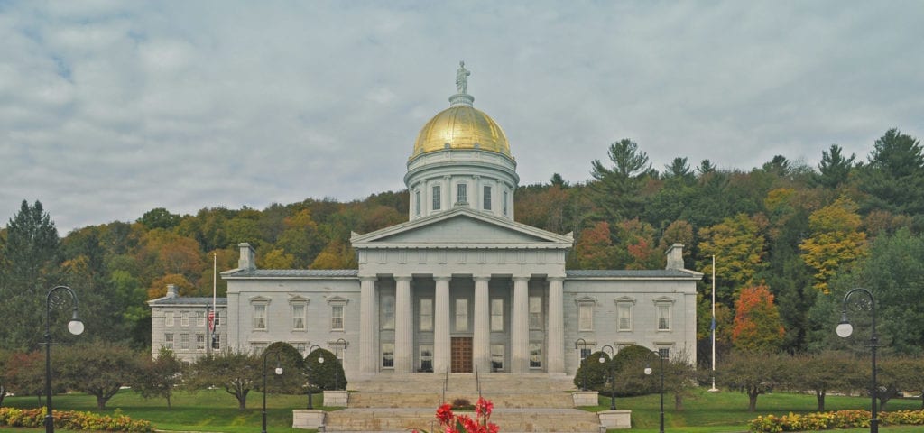 The Vermont Capitol Building in Montpelier, Vermont photographed on a colorful, autumn afternoon.