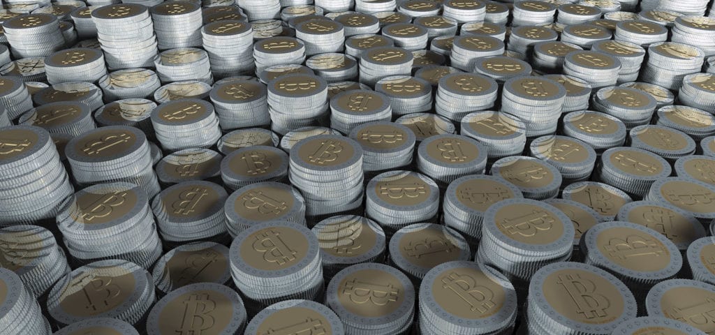 Stacks of bitcoin.