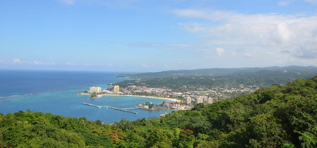 View of the Ochio Rios bay photographed from a nearby hillside.