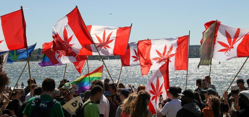 Cannabis supporters taking part in a legalization rally in Vancouver, British Columbia.
