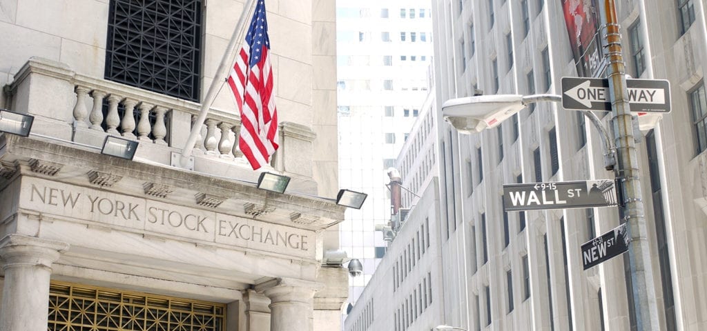 Outside of the New York Stock Exchange on Wall Street in New York City.