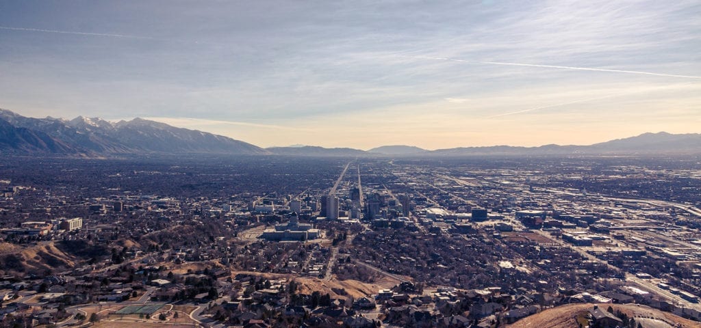 Skyline photo of Salt Lake City, Utah.