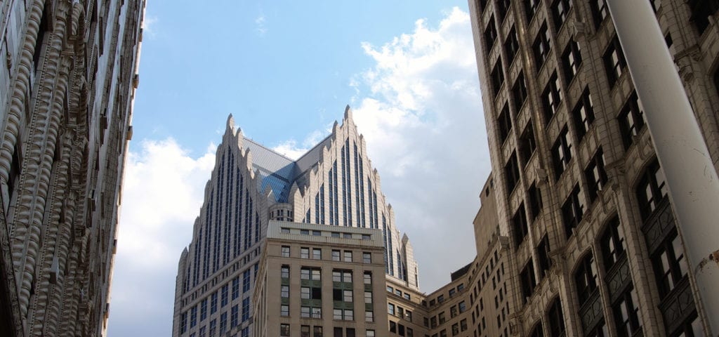 Skyscrapers in downtown Detroit, Michigan.