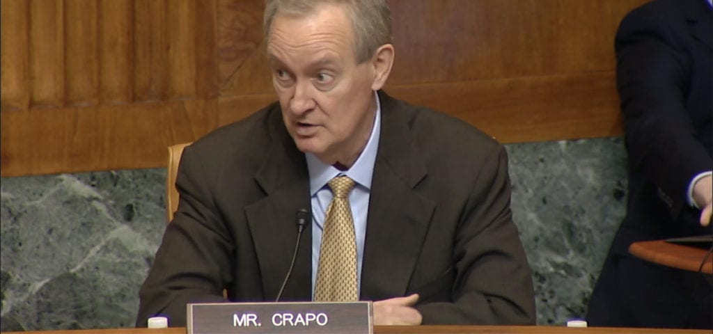 Senator Crapo speaking to committee